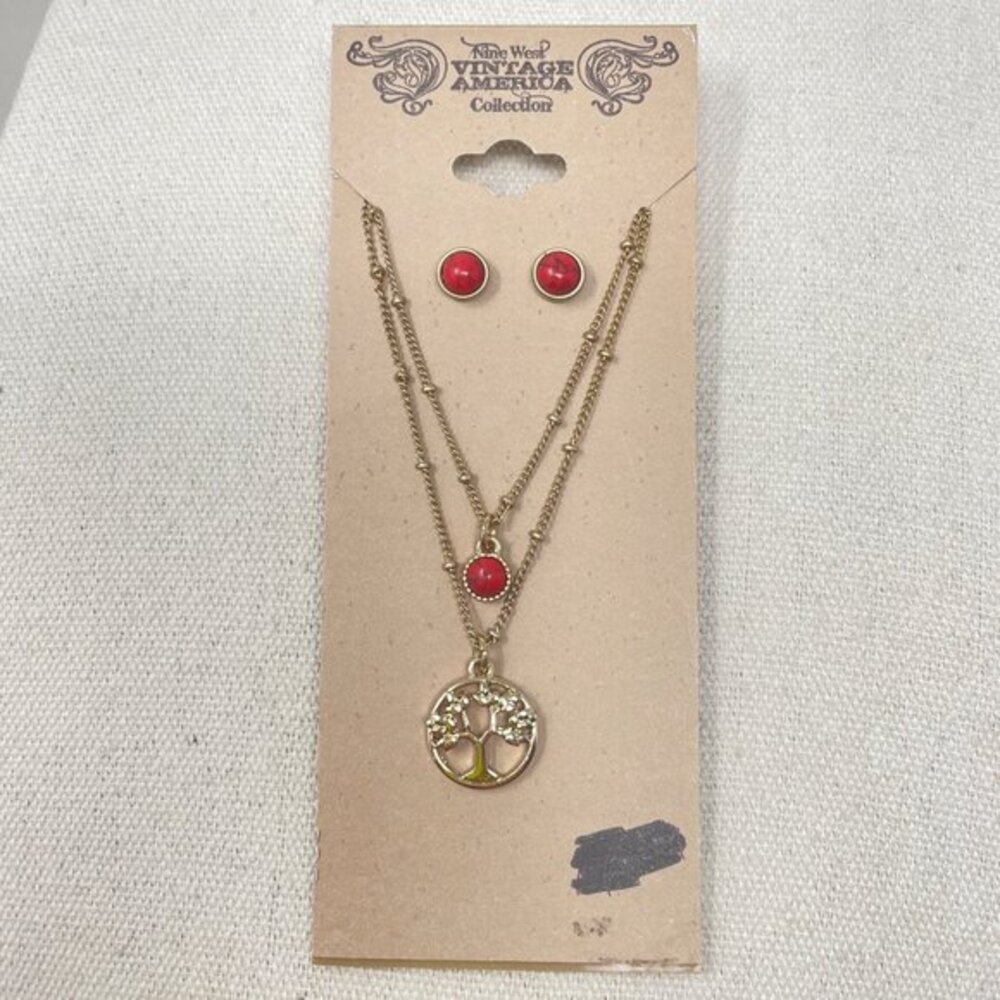 Nine West Vintage America Tree of Life Necklace Set with Matching Earrings Newā